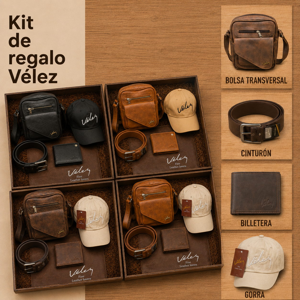 VELEZ CARRIEL TAPA BONITA GORRA SET X4
